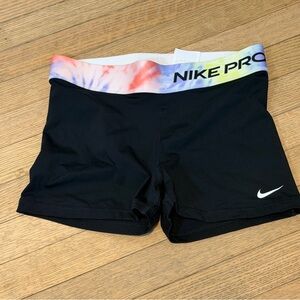 Nike Pro Dri-FIT Black Shorts w/tie dye waistband, M